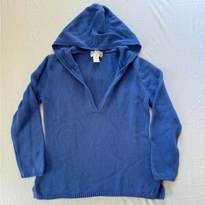 Blue Knit Hooded Pullover Sweater